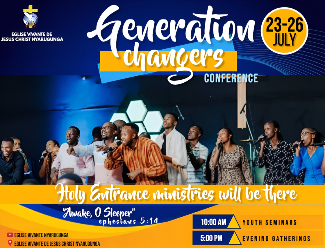 “Generation Changers” ni izina ry’igiterane Eglise Vivante Nyarugunga yateguye kigamije gukiza abantu ububata bw’icyaha