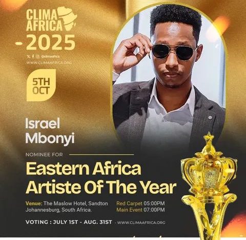 Gospel y’u Rwanda ku isonga: Israel Mbonyi mu bahatanira igihembo mpuzamahanga i Johannesburg