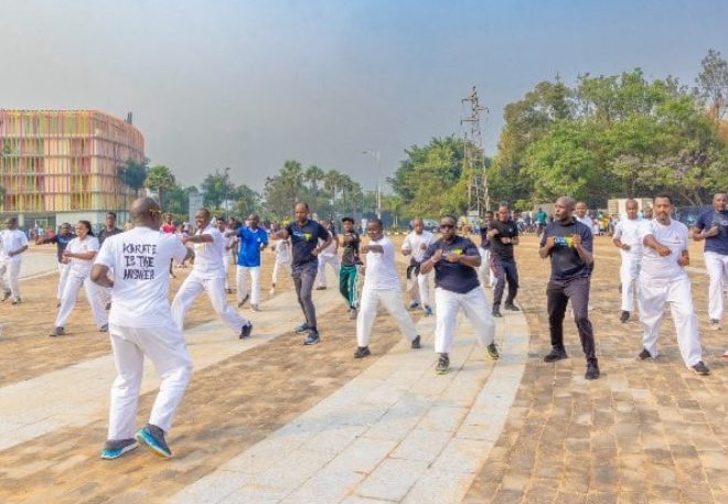 Kigali: Abitabiriye Siporo Rusange bakoze imyitozo ya Karate