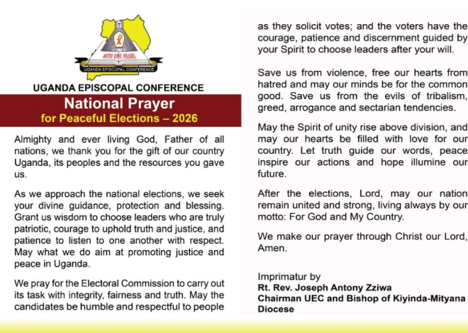 Uganda: Mu isengeho basohoye, Abepiskopi Gatorika basabye abakristu gusenga no kurangwa n’Amahoro mu bihe by’Amatora