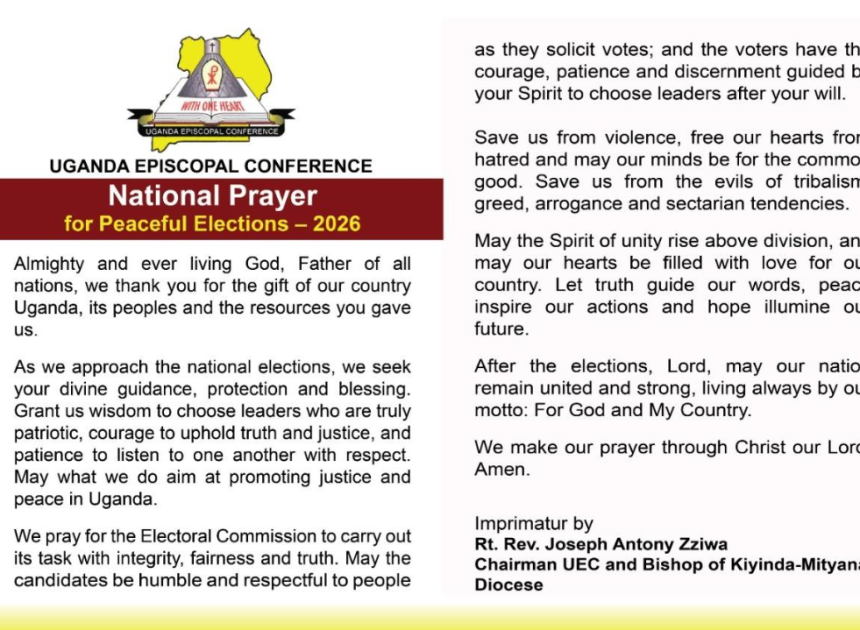 Uganda: Mu isengeho basohoye, Abepiskopi Gatorika basabye abakristu gusenga no kurangwa n’Amahoro mu bihe by’Amatora