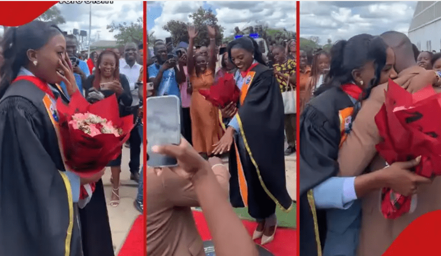Uwari urangije Kaminuza yarize amarira y’ibyishimo nyuma y’uko umukunzi we amwambitse impeta ku munsi wo guhabwa impamyabumenyi